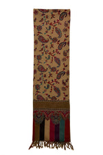 Beige, Blue and Pink Floral Pashmina-Cashmere Scarf