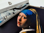 Girl with a pearl earring historical fine art silk pocket square with gift wrapping box.