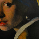 Girl with a pearl earring historical fine art silk pocket square printed on 16mm mulberry silk twill and with hand rolled edges.