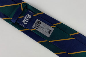Navy Blue, Green & Gold Striped Silk Regimental Tie
